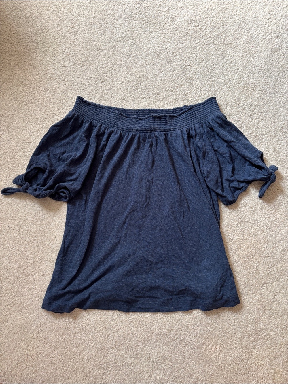 Roxy Off-Shoulder Navy Blue Knit Top